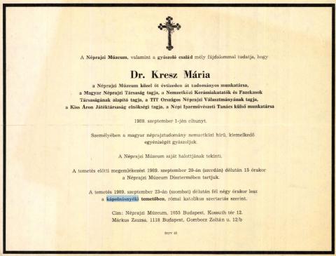 Kresz Mária gyászjelentés Kresz Mária gyászjelentés